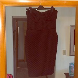 Black strapless midi dress